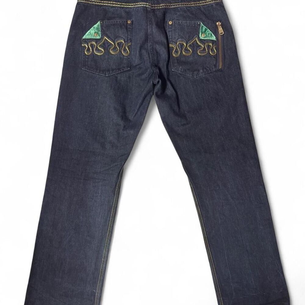 (2007-2010) Crown Holder Green Velvet Accent Jeans - Dark Wash - 38